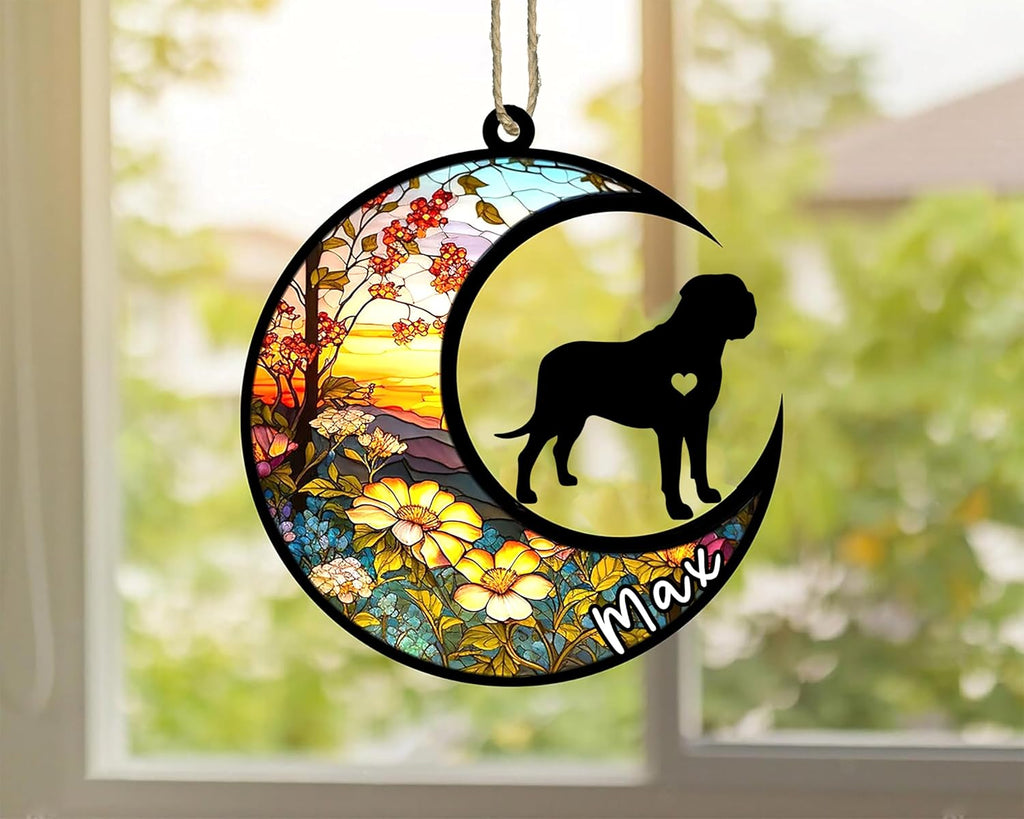 Personalized Dog Memorial, Custom Name English Mastiff Dog Christmas Ornament with Name, Custom Breeds, Pet Loss Light Catcher, Gifts for Lovers Loss of Pet Sympathy on Mothers Day Christmas