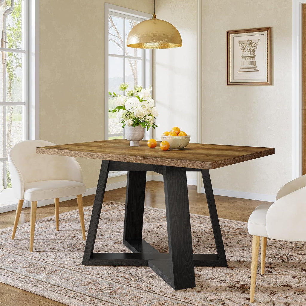 Tribesigns 47-Inch Dining Table for 4 People, Modern Kitchen Table with Wooden Legs, Dinner Table for Kitchen, Dining Room, Small Space, Black and Brown