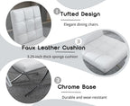 EALSON Modern Dining Chairs Set of 6, White Leather Upholstered Seater with Chrome Metal Legs and High Tufted Backs, Armless, for Dining Room/Kitchen/Restaurant Use