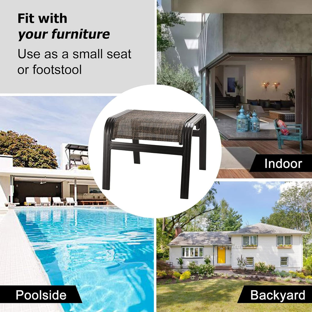 Outdoor Ottomans for Patio Footrest Metal Chairs Patio Footstools Furniture Outside Stools Small Seat Set of 2 Brown, 2 Pack-brown, 22''*20''*17''
