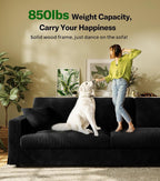 Welzona 101" Sofas for Living Room, Oversized Couch,Couches for Living Room | Comfy Corduroy Couch, Tool-Free Setup Sofa Couch, 6.3" Extra Wide Armrest, All-Wood Modern Couch For Bedroom, 2 Pillow, Black