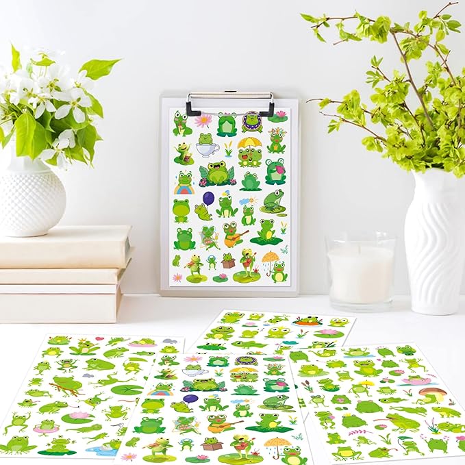 Frog Stickers Summer Spring Happy Honey Frog Decal Sticker 760 Counts Party Cute Gifts Goodie Bags Decor School Reward Birthday Party Favors Water Bottle Sticker Laptop Invitation Decor