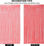 Wavy 4 Pack Watermelon Red Foil Curtain Backdrop - 3.3X.6.6ft Metallic Tinsel Foil Fringe Curtains Photo Booth Props for Birthday Wedding Engagement Holiday Celebration Party Decorations