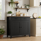 HORSTORS Farmhouse Kitchen Storage Cabinet, Small Buffet, Coffee Bar, Black