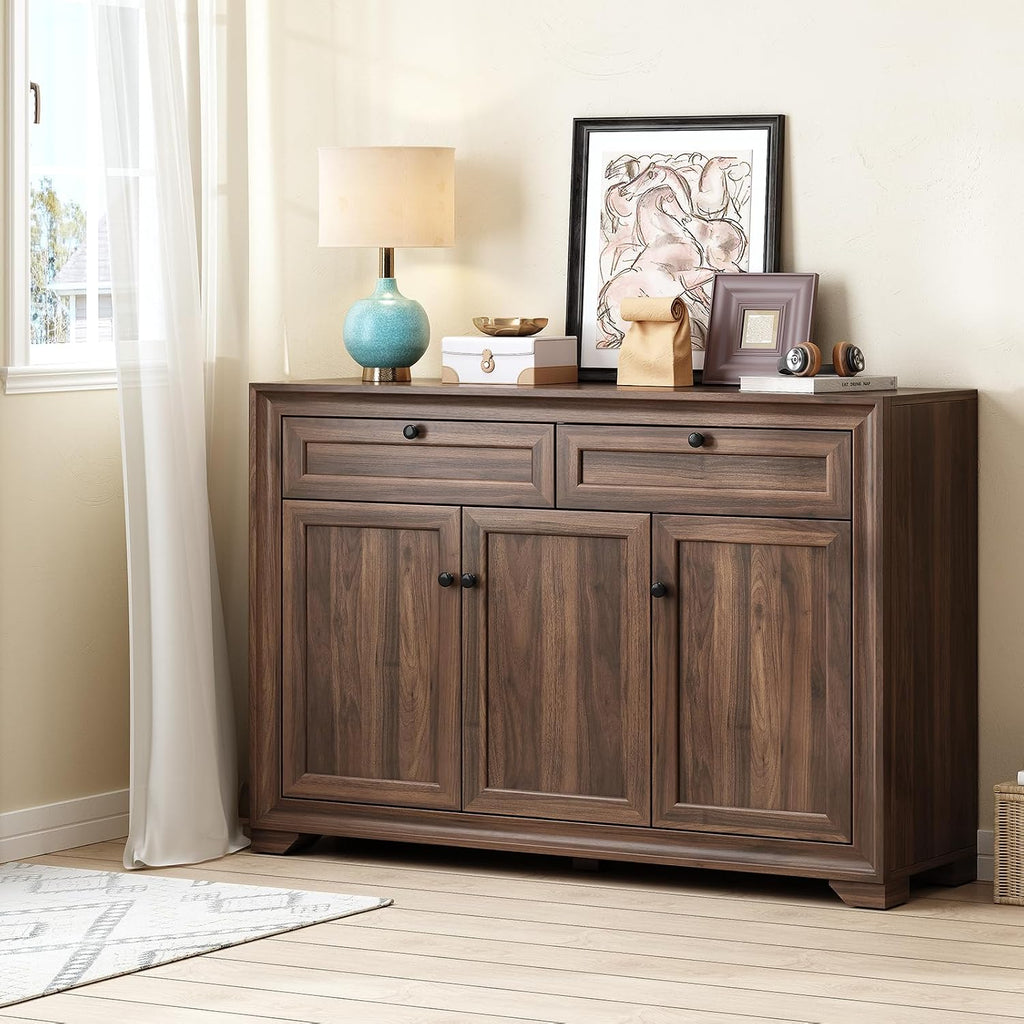 ONBRILL 48 Inches Sideboard Buffet Cabinet with Storage, Brown