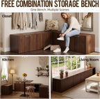 ZZW L Shaped Storage Bench, Modular Corner Dining Bench Seating, 63" Breakfast Nook Bench w/Hidden Storage, Safety Soft-Close Hinges, Dining Room, Kitchen, Living Room, Entryway Color Walnut