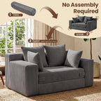JUIKURY Floor Mini Couch 53 Inch, 3-in-1 Gray Couches Covertible Sofa Bed with 4 Pillows, Small Couches for Living Room, Bedroom, Small Space