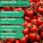 Woods Creek Seeds: Large Red Cherry Tomato Seeds for Planting - Over 450 Heirloom Tomato Seeds for Planting Outdoors, Indoors, Patio or Home Plant Garden - Non-GMO Seed Pack of Tomatoes