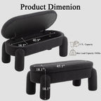 Upholstered Storage Ottoman Bench,45.1" Modern Bench,Large Sherpa Ottoman with Storage and Seating,End of Bed Bench,for Entryway, Hallway, Living Room,Bedroom (Black)