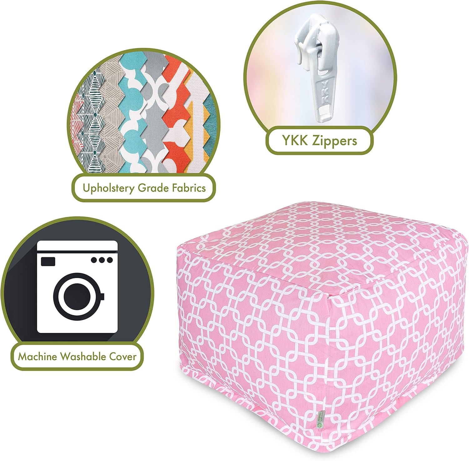 Majestic Home Goods Soft Pink Links Ottoman, Large