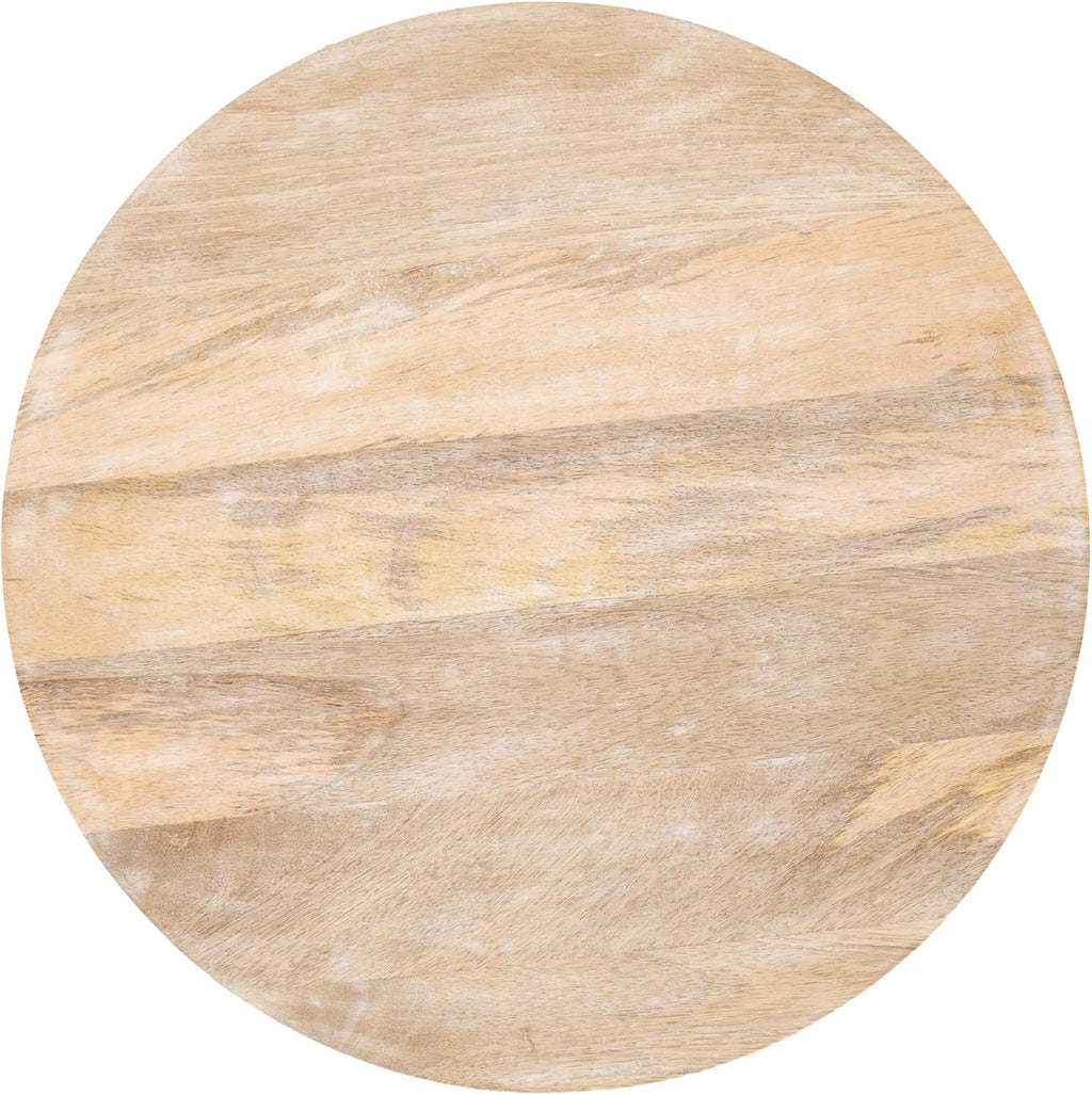 Kate and Laurel Mariona Coastal Round Mango Wood Side Table, 16 x 16 x 24, Light Natural, Modern Circle End Table with Classic Curved Legs for Living Room Home Decor or Bedroom Nightstand Decor