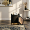 Joveco Round Velvet Storage Ottoman with Reversible Lid Tray & Gold Metal Legs, 17" Small Footrest Stool for Living Room, Bedroom & Dorm, Modern Accent Vanity Chair