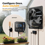 20 Inch EC Motor Shutter Exhaust Fan, 6 Inch Large Touchscreen Controller for Temp Humidity and Speed Control, 10-Speed Wall Mount Fan for Attic, Greenhouse, Garage, Chicken Coop Ventilation