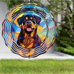 Rottweiler Dog Wind Spinners Outdoor Dog Memorial Gifts, 3D Metal Kinetic Hanging Garden Wind Spinner, Spinner Decor, Wind Sculptures for Outdoor & Indoor, Window, Yard Decor (Rottweiler 2)