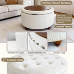 modscape 30 inch Round Storage Ottoman Coffee Table with Lift Off Lid | Modern upholstered ottoman perfect for coffee table, footrest,extra seat. Large hidden storage for living room, bedroom