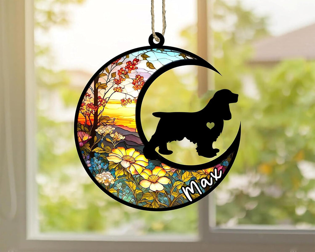 Personalized Dog Memorial, Custom Name Cocker Spaniel Dog Christmas Ornament with Name, Custom Breeds, Pet Loss Light Catcher, Gifts for Lovers Loss of Pet Sympathy on Mothers Day Christmas