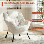 TLSUNNY Lazy Chair, Modern Comfy Lounge Accent Chair, Large Sofa Armchair with a Side Pocket, Leisure Reading Chair for Bedroom, Living Room, Dorm (1) (Beige)