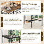 Dining Table Set for 4, Kitchen Table and Chairs for 4, Kitchen Table with 4 PU Leather Upholstered Dining Room Chairs for Kitchen Room and Small Spaces, Rustic Brown