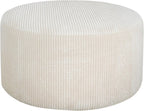 Merax 30.25" Modern Upholstered Round Corduroy Ottoman, Multifunctional Extra Seat, Side Table, Foot Rest, Stuffed Pouf Footstool for Living Room Bedroom, Beige