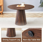 45'' Round Dining Table for 4 - Modern Farmhouse Kitchen Table with Cone Pedestal Base,Walnut Wood Dining Table for Small Spaces,Round Kitchen Table Ideal for Dining Room or Apartment