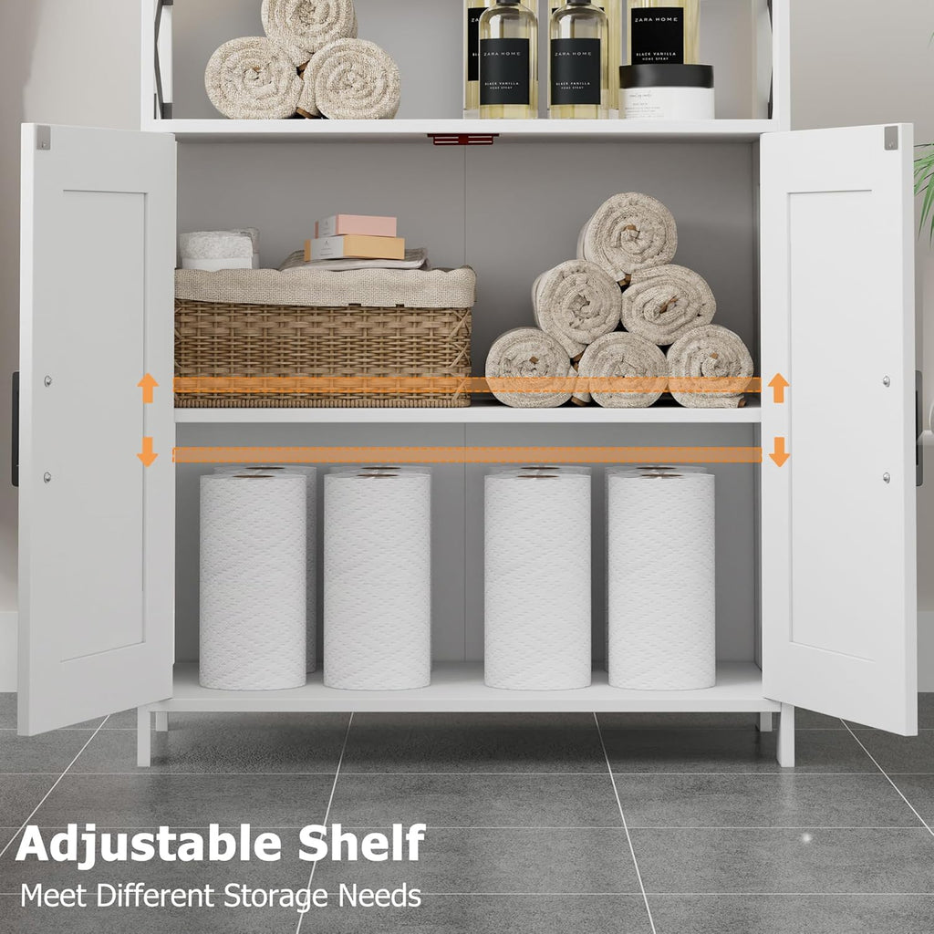 Homhedy Farmhouse Bathroom Storage Cabinet with Doors, Small Floor Cabinet