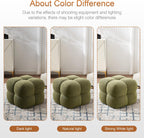 Zesthouse Square Pouf Ottomans Set of 2, Modern Vanity Chair for Bedroom | Boucle Fabric Foot Rest for Couch, Upholstered Tufted Footstool, Poofy Ottoman Seat for Living Room Dorm Fluffy Ottoman Green