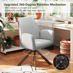 Furniliving 360° Swivel Dining Chairs Set of 2, Modern Upholstered Dining Room Chairs with Thicken Cushion, Style Chair with Arms Swivel Kitchen Chairs for Living Room, Restaurant, Chenille, LightGrey