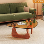 Coffee Tables Glass Small Farmhouse Coffee Table Mid-Century Modern Wood Center Table for Living Room, Walnut Brown, 32 Inch