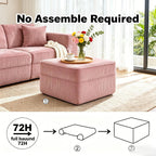 Corduroy Ottoman 30.3 Inch - No Assembly Needed Foot Rest Stool, Plush Sag-Free Cloud Ottoman for Living/Bedroom (Pink)