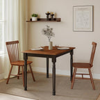 Kmax Small Dining Table for 2-4, Solid Wood Dining Table for Small Spaces 2 Person Rectangle Kitchen Table Space Saving Dinner Table for Apartment - Walnut Top, Black Legs