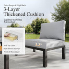 Sophia & William 7 Piece Metal Outdoor Sectional Sofa with Cushion, Patio Furniture Set with 4 x Single Sofa with Side Table, 2 x Coffee Table, Modern L-Shape Outdoor Couch for Deck Garden Backyard