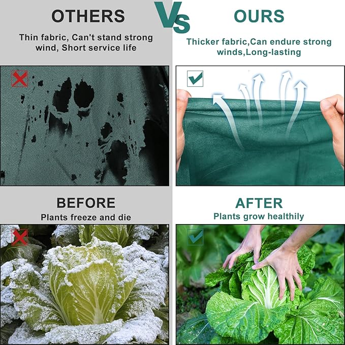 NNG 10x10ft Plant Covers Freeze Protection Frost Blankets 1.35oz/yd² Non-Woven Fabric Floating Row Cover Plant Blanket Protector Garden Winterize for Winter Outdoor Plants,Vegetables