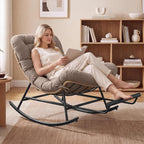 VASAGLE Outdoor Rocking Chair with Extendable Footrest, Removable Cushion | Papasan Chair, Outdoor Furniture, Heavy Duty Rocker, for Porch Patio Garden, Beige, TEOU Collection ULYY062LZ01V1