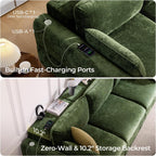 103" Electric Pull Out Sleeper Sofa Bed, 2in1 Power Extendable Couch Bed | Velvet Green, Fast Charging USB Port, 3 Smart Motor, Wide Backrest, Oversized Convertible Couches for Living Room Small Space