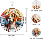 Beagle Dog Wind Spinners Outdoor Dog Memorial Gifts, 3D Metal Kinetic Hanging Garden Wind Spinner, Spinner Decor, Wind Sculptures for Outdoor & Indoor, Window, Yard Decor (Beagle 2)