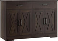 HOSTACK 47" W Kitchen Sideboard Buffet Cabinet with Storage Drawers, Brown | Farmhouse Kitchen Storage Cabinet with Doors and Shelves, Coffee Bar Cabinet, Buffet Table for Living Dining Room