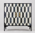 Anbuy Faux Marble Doors Sideboard Buffet Cabinbet with Storage Dining Room Buffet Cupboard Console Table Hallway, Liquor/Accent Cabinet/Geometric Cabinet, 30.7 X 15.75X 31.5 Inches(Black)