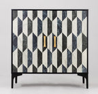 Anbuy Faux Marble Doors Sideboard Buffet Cabinbet with Storage Dining Room Buffet Cupboard Console Table Hallway, Liquor/Accent Cabinet/Geometric Cabinet, 30.7 X 15.75X 31.5 Inches(Black)