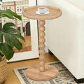 Drink Table, Boho Rattan Small Round Side Table for Small Spaces, Solid Wood Circle End Table for Living Room, Pedestal Table for Couch, Bedroom, Corners, Natural