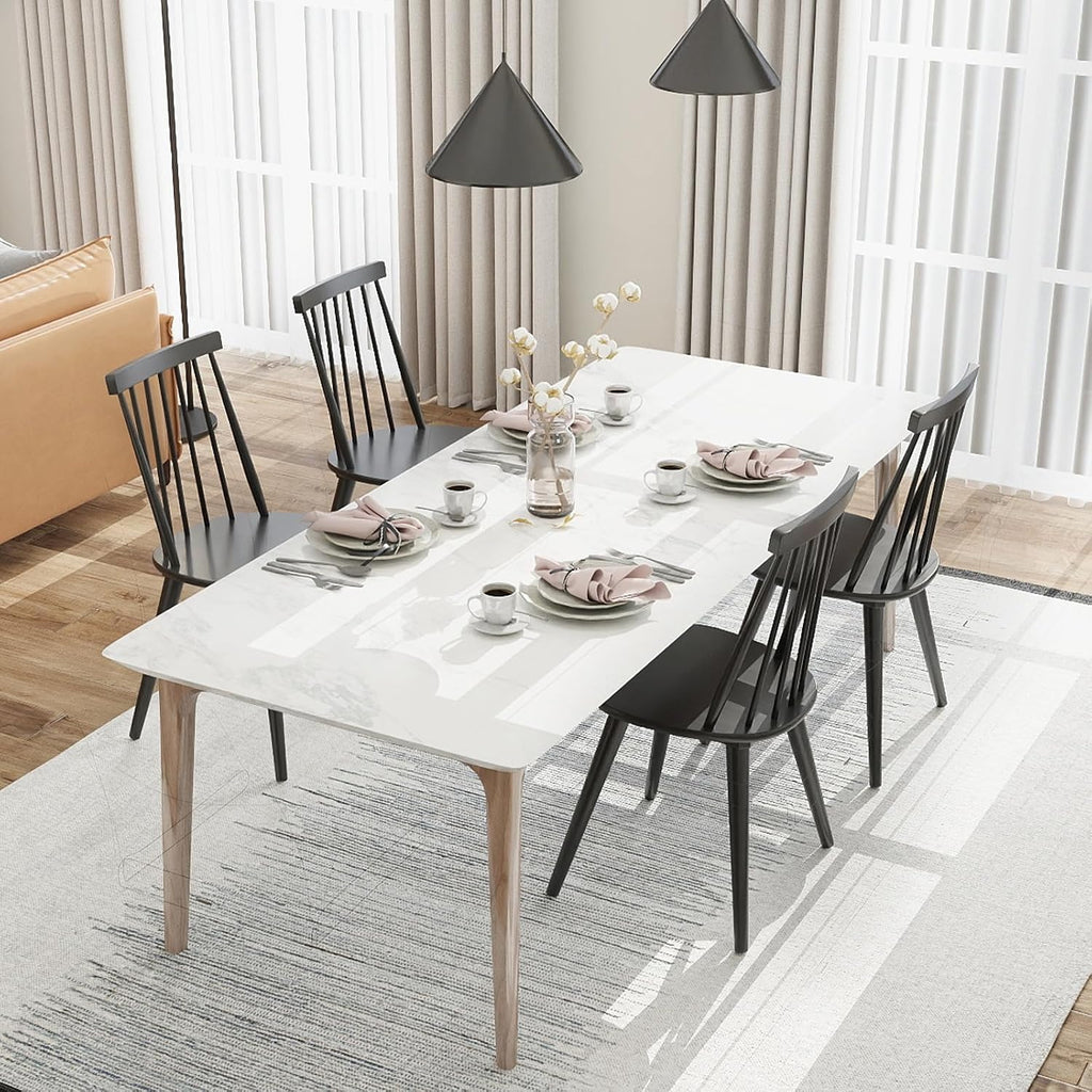 GOFLAME Windsor Dining Chairs Set of 2, Farmhouse Kitchen Chairs with Rubber Wood Frame, Slat Spindle Back, Armless Side Chairs for Dining Room, Living Room, Restaurant