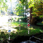 Decorative Spiral - 2024 New Gazing Ball Spiral Tail Wind Spinner Stabilizer, Spinfinity Designs Hanging Kinetic Wind Spinners Decorative Spiral Crystal Sun Catchers Rainbow Maker (Red, 12in)