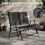 Zedachica 2-Person Outdoor Glider Bench No Assembly Required, Glider Loveseat for Outside Patio with Smooth Rocking, Patio Glider with Steel Frame for Porch Deck Backyard Garden (Loveseat, Black)