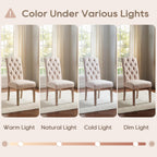 Tufted Upholstered Parsons Dining Chair Set Fabric Diner Accent Stylish Modern Kitchen Living Room with Button Sturdy Solid Wood Legs, 2-Pack