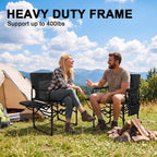 Romswi 2Pack Director Chairs for Outdoor, Folding Camping Chair, Compact Directors Chair Side Table and Side Bag, Heavy Duty Oversize Chair for Beach Fishing Picnic, Holds up to 400 lbs Black