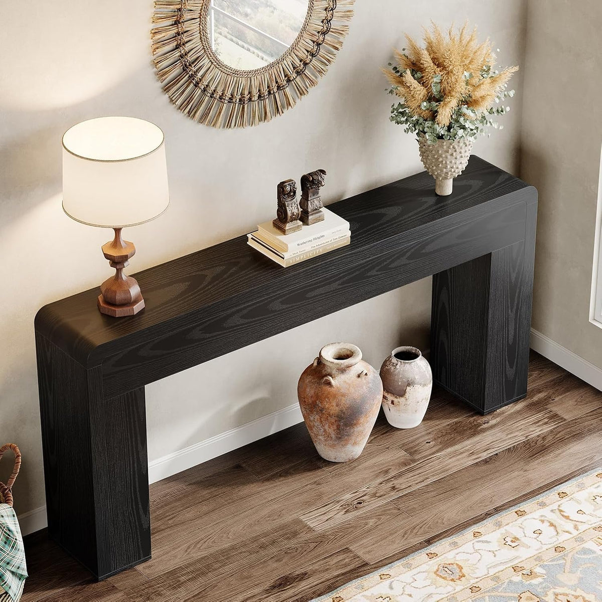 Tribesigns 70.9-Inch Extra Long Console Table | Rustic Wooden Sofa Table Behind Couch, Farmhouse Entryway Console for Living Room, Entryway, Hallway, Foyer (Black)
