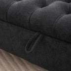 65.75" Modern Upholstered Ottoman with Storage, End of Bed Storage Bench with Rolled Armrest and Wood Legs, Comfy Napped Fabric Ottoman Bench for Living Room, Entryway, Dormitory, Bedroom (Black+A)