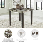 Signature Design by Ashley Jazmore Contemporary Counter Height Dining Table with Faux Marble Pattern, Dark Brown & Beige