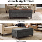 GENTEACO 45" Storage Ottoman Bench with Reversible Wooden Tray Top, Large Chenille Upholstered Ottoman Coffee Table with Hidden Storage, Foot Rest Bench for Living Room, Bedroom, Entryway,Dark Gray