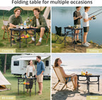 Anbte 2ft Folding Camping Table, 3 Adjustable Heights Small Folding Table | Aluminum Lightweight Folding Table, with Portable Handle & Storage Net, for Camp Beach Travel Fishing Outdoor, 23"x16", Black