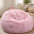 Stuffed Animal Storage Bean Bag Chair Cover, Soft Bean Bag Cover | Fluffy Faux Fur Stuffed Animal Storage Chair, Non-Slip Bottom, Fill with Plush Toys or Blankets, for Kids Teens Adults Girls